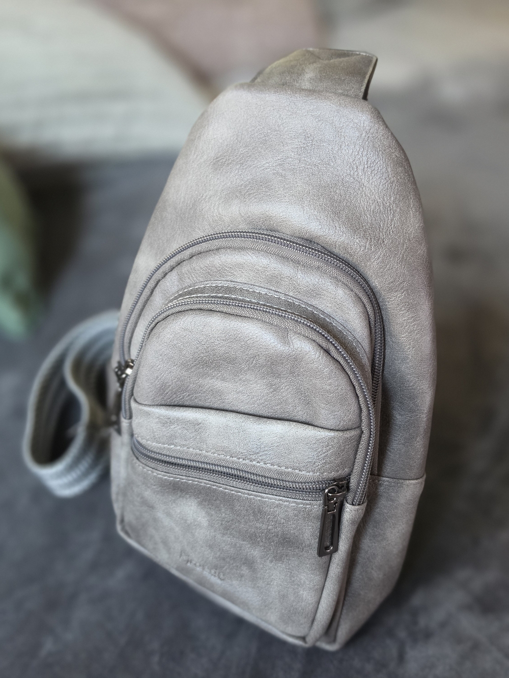 Compact Gray Sling Backpack - Women Bags